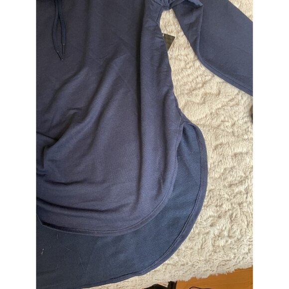 Athletic Works Women's French Terry Mock Neck Hoodie, Dark Navy Size S(4-6) - Picture 4 of 10